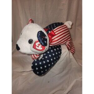 SPARKLER PATRIOTIC BEAR - TY PILLOW PAL PALS - RED WHITE & BLUE STARS & STRIPES